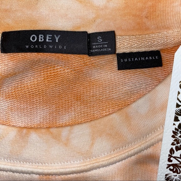 Obey Peach Tie Dye Crew Neck Pullover Sweatshirt NWT - Picture 7 of 9